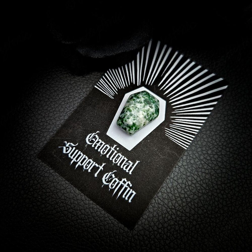 EMOTIONAL SUPPORT COFFIN - Green Dot Jasper Worry Stone Gift